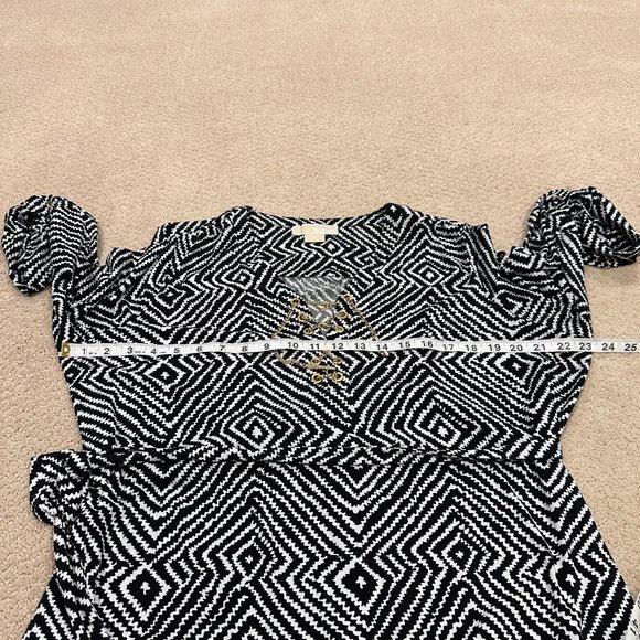 MICHAEL Michael Kors Dress Jersey Knit Mob Wife LS Lace Up Black White Print 1X - Picture 9 of 16